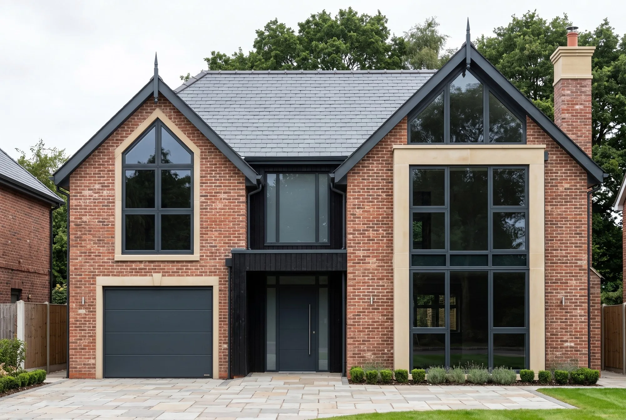 Front elevation of the completed house